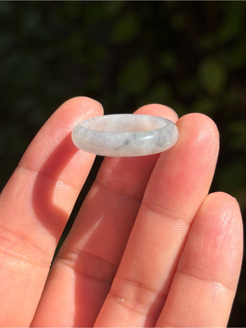 SIZE 9 Natural Gray White Jade Ring 2559 - Picture 4 of 7